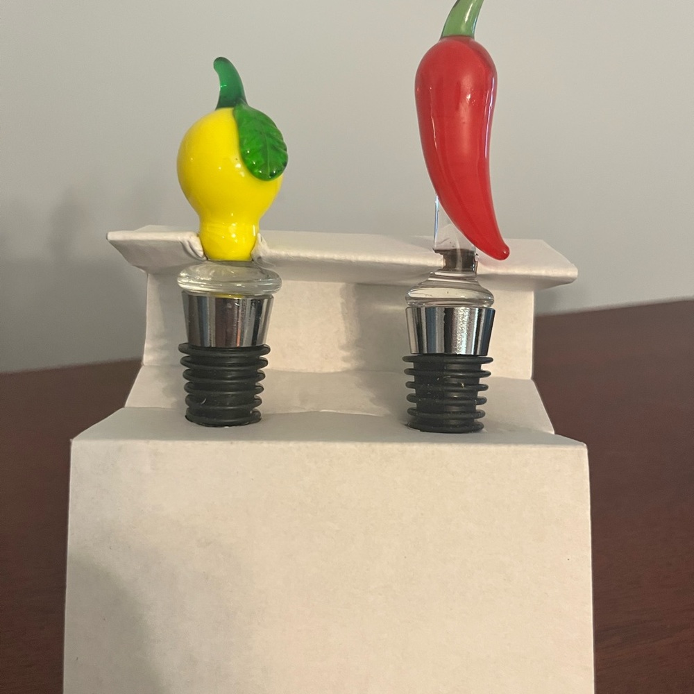 Lemon and Chili Pepper Bottle Stoppers